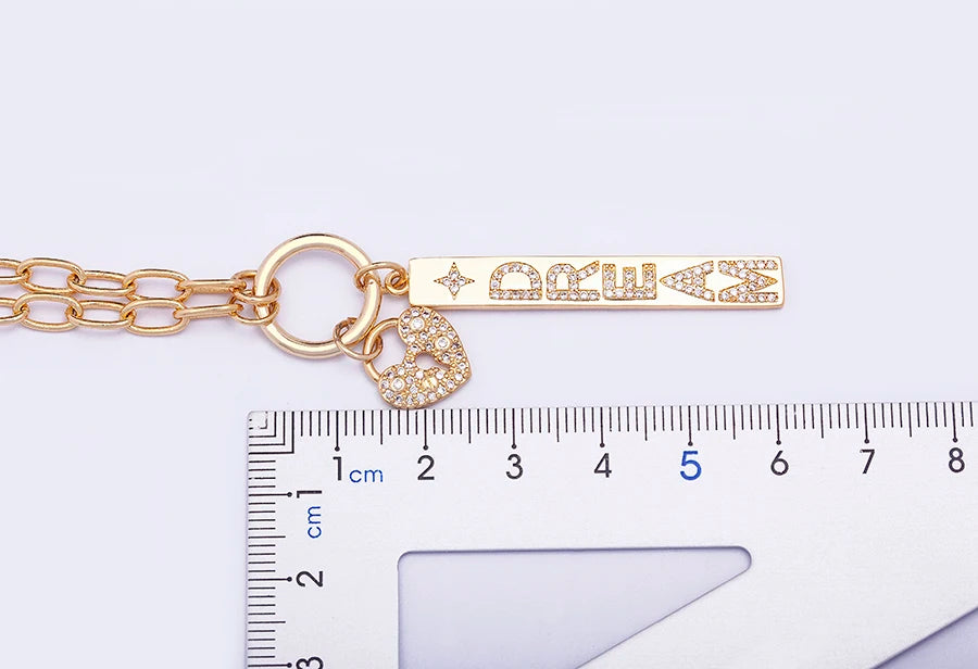 New Arrival Fashion Design Key And Heart Lock Dream Letters Zircon Lobster Clasp Chain Pendant Party Wedding Necklace Jewelry