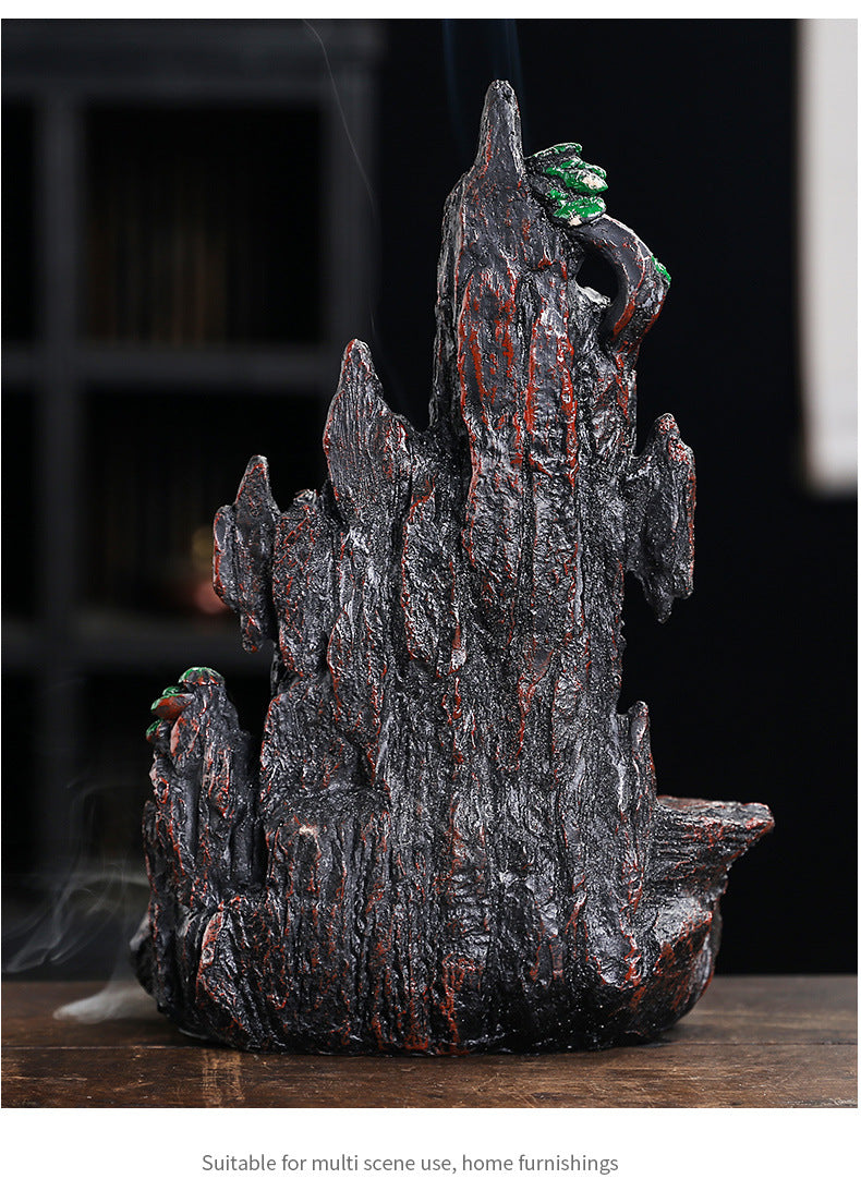 Resin Landscape Mountain Waterfall Backflow Incense Burner Incense Holder Censer Home Ornament