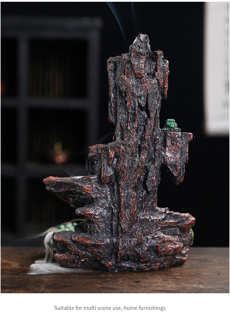 Resin Landscape Mountain Waterfall Backflow Incense Burner Incense Holder Censer Home Ornament