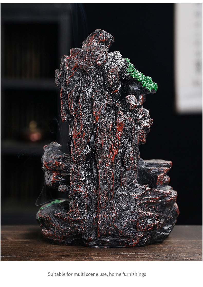 Resin Landscape Mountain Waterfall Backflow Incense Burner Incense Holder Censer Home Ornament