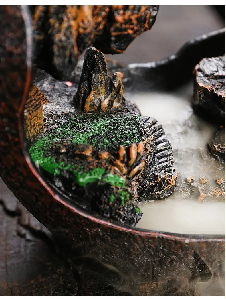1pc, Zen Buddha Resin Ornament Landscape Waterfall Backflow Incense Burner Home Decor Censer Tea Pet (Without Incense)