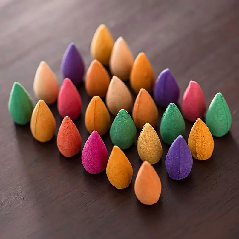 10-50pcs Mixed Burner Incense Relax Unwind 28x15mm Backflow Incense Rose Mint Natural Sandalwood Cone Suitable for All Burners