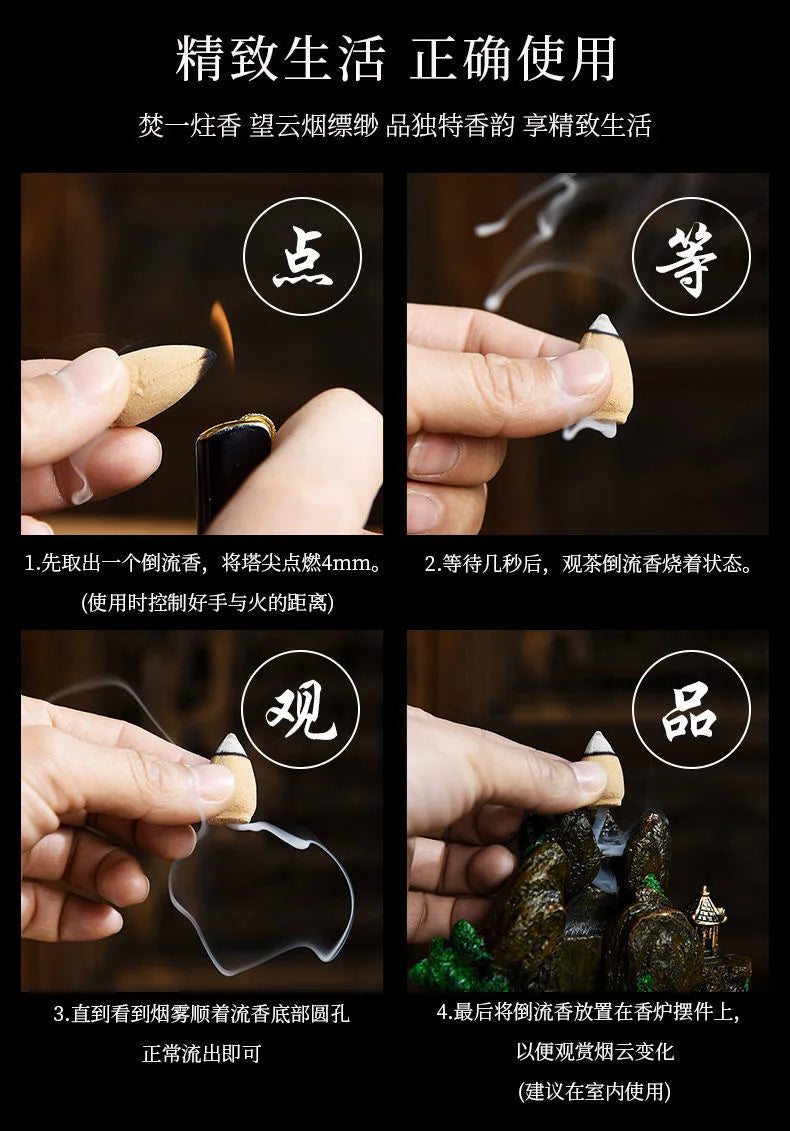 Mountain Falls, Burner, Zen, Resin, Backflow Incense Burner, Brackets, Aromatherapy Crafts, Feng Shui,Office and Home Decoration