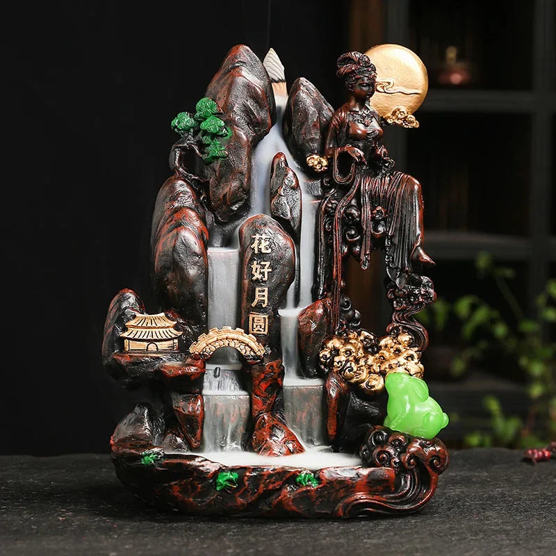 Mountain Falls, Burner, Zen, Resin, Backflow Incense Burner, Brackets, Aromatherapy Crafts, Feng Shui,Office and Home Decoration