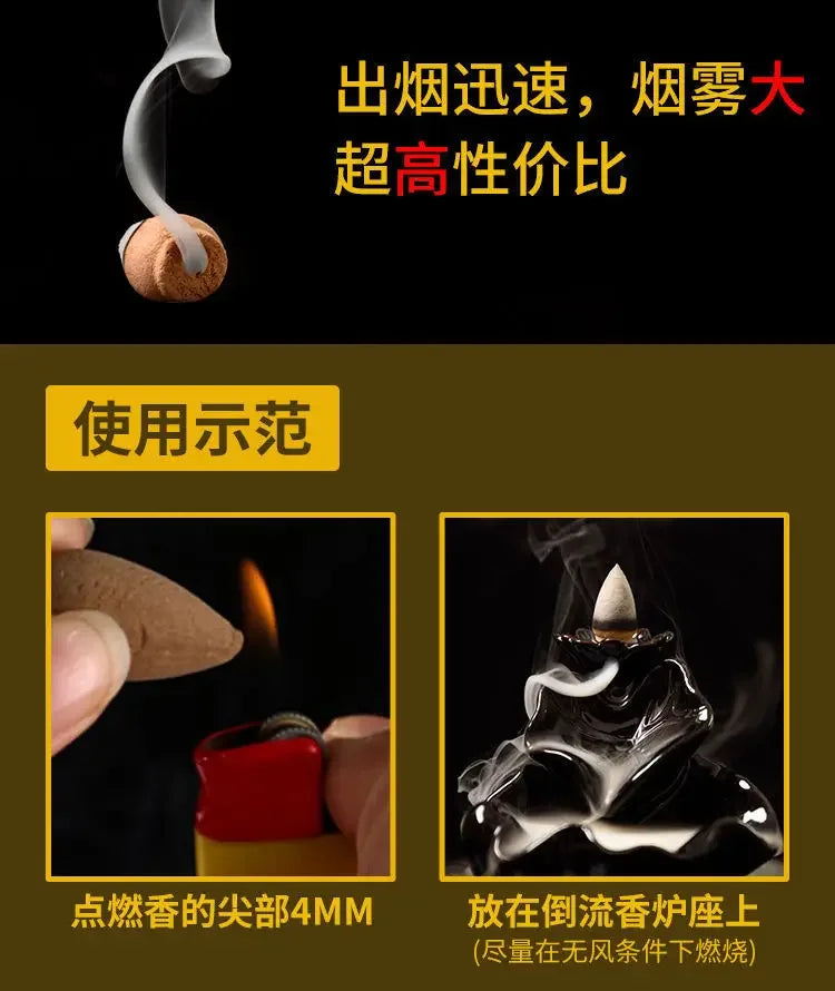 10-50pcs Mixed Burner Incense Relax Unwind 28x15mm Backflow Incense Rose Mint Natural Sandalwood Cone Suitable for All Burners