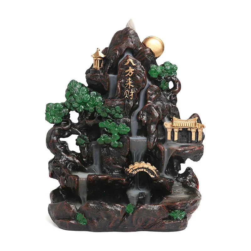Mountain Falls, Burner, Zen, Resin, Backflow Incense Burner, Brackets, Aromatherapy Crafts, Feng Shui,Office and Home Decoration