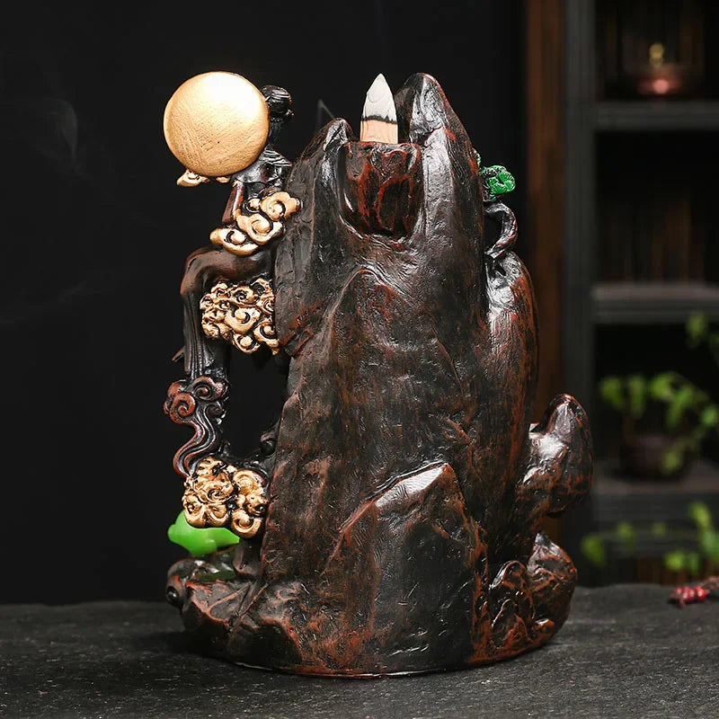 Mountain Falls, Burner, Zen, Resin, Backflow Incense Burner, Brackets, Aromatherapy Crafts, Feng Shui,Office and Home Decoration