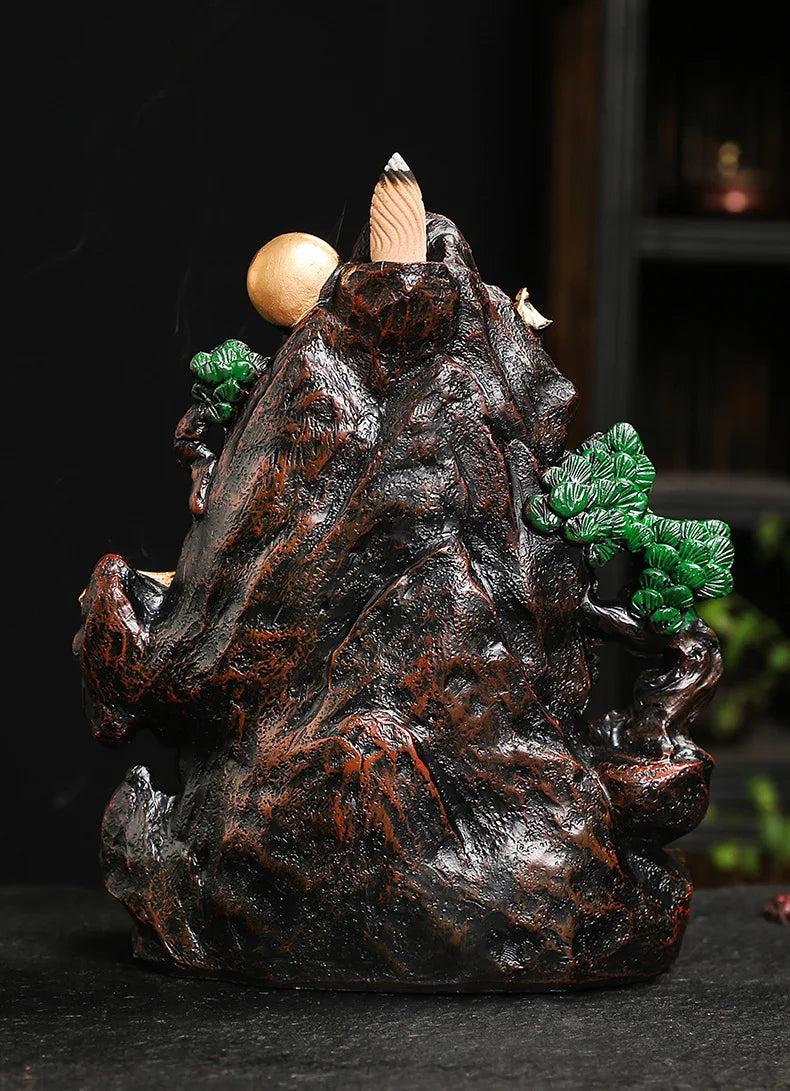 Mountain Falls, Burner, Zen, Resin, Backflow Incense Burner, Brackets, Aromatherapy Crafts, Feng Shui,Office and Home Decoration