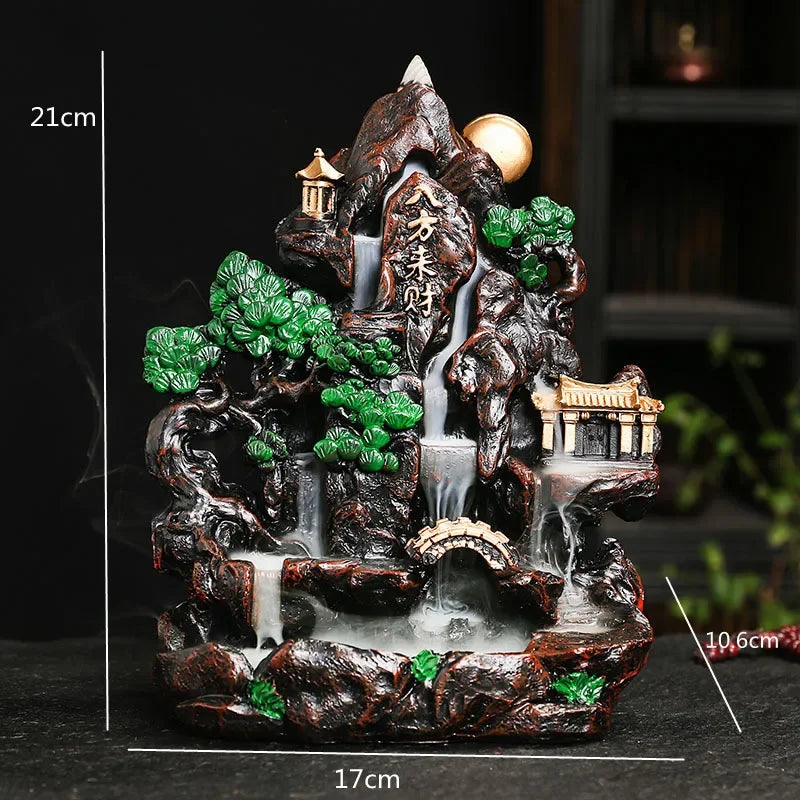 Mountain Falls, Burner, Zen, Resin, Backflow Incense Burner, Brackets, Aromatherapy Crafts, Feng Shui,Office and Home Decoration