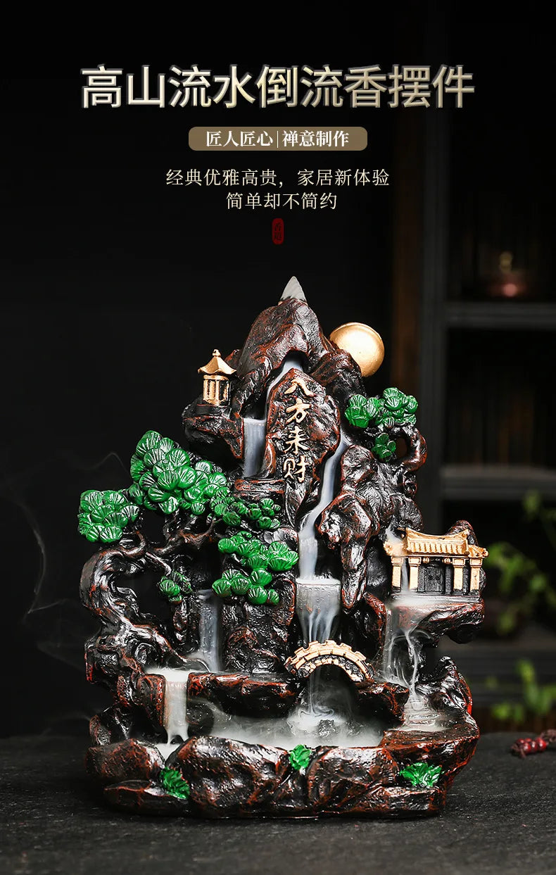 Mountain Falls, Burner, Zen, Resin, Backflow Incense Burner, Brackets, Aromatherapy Crafts, Feng Shui,Office and Home Decoration