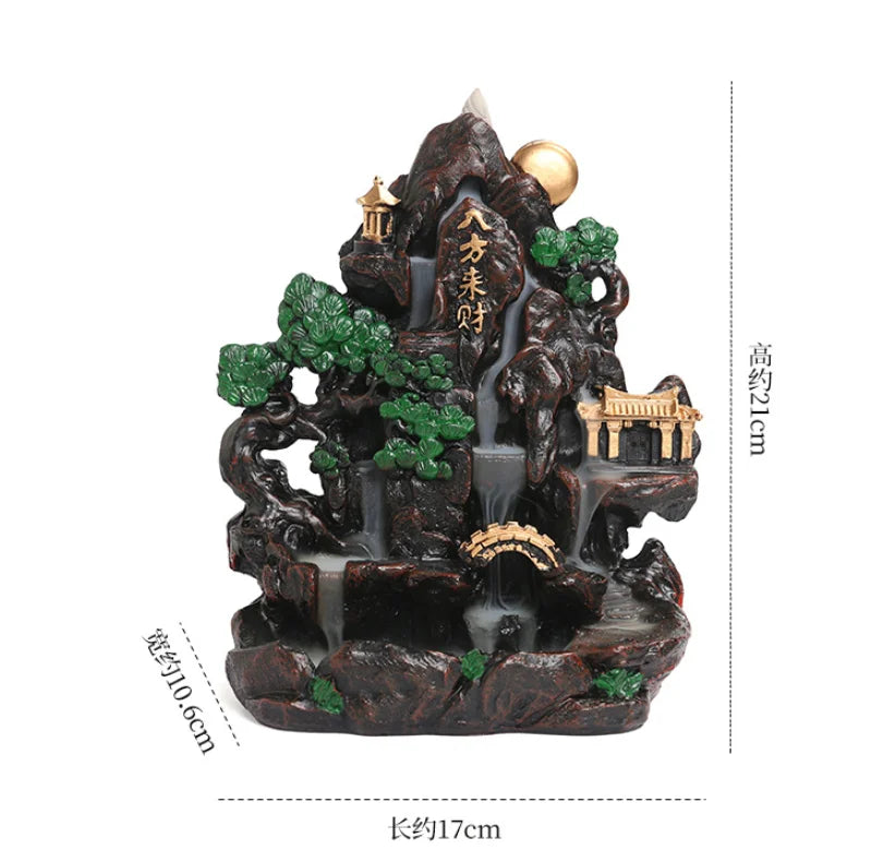 Mountain Falls, Burner, Zen, Resin, Backflow Incense Burner, Brackets, Aromatherapy Crafts, Feng Shui,Office and Home Decoration