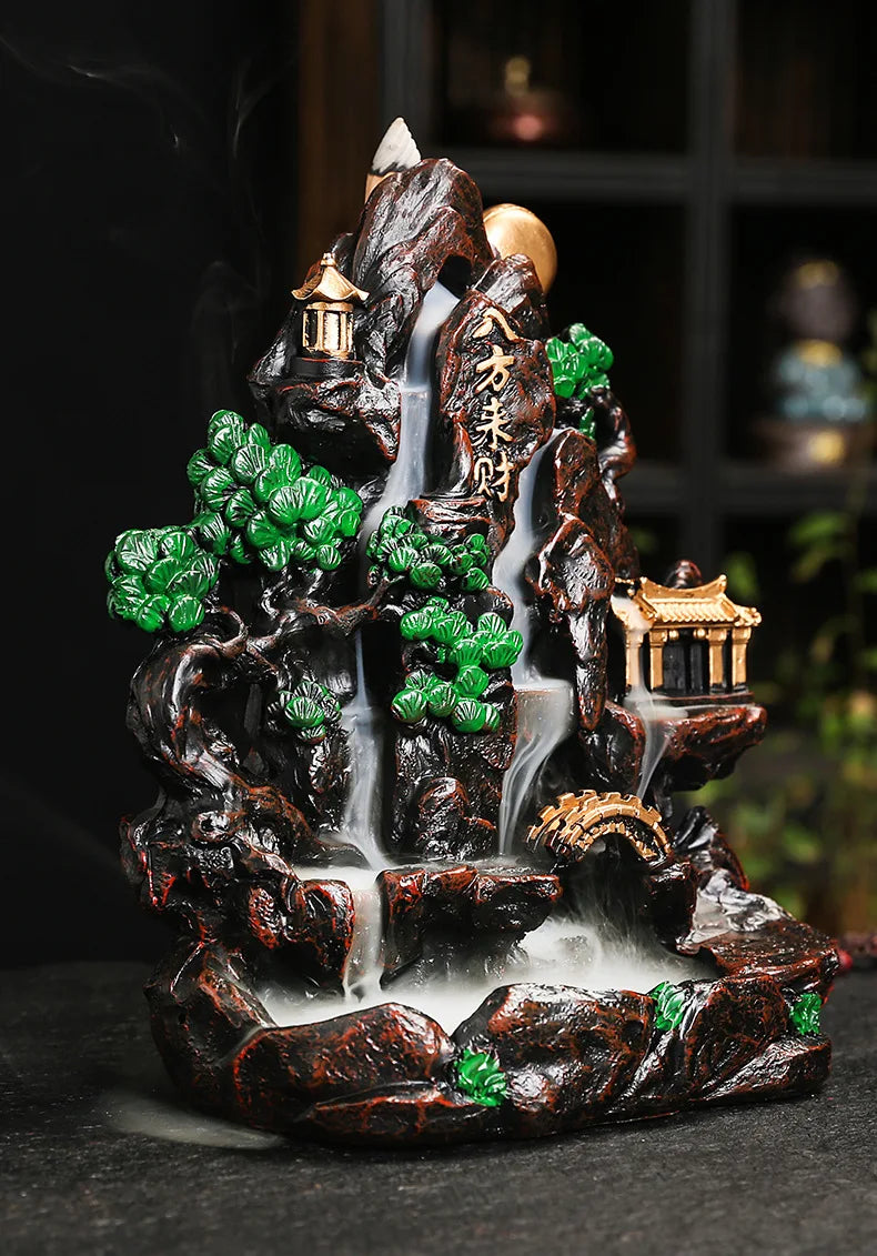 Mountain Falls, Burner, Zen, Resin, Backflow Incense Burner, Brackets, Aromatherapy Crafts, Feng Shui,Office and Home Decoration