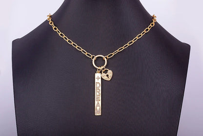 New Arrival Fashion Design Key And Heart Lock Dream Letters Zircon Lobster Clasp Chain Pendant Party Wedding Necklace Jewelry