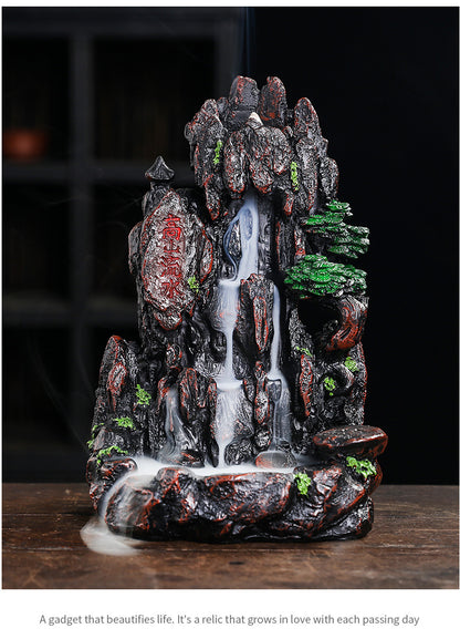 Resin Landscape Mountain Waterfall Backflow Incense Burner Incense Holder Censer Home Ornament