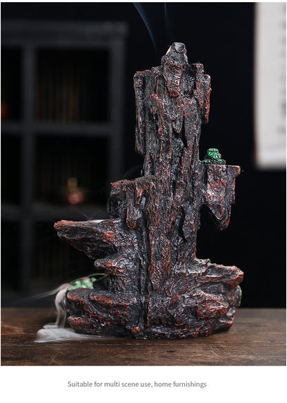 Resin Landscape Mountain Waterfall Backflow Incense Burner Incense Holder Censer Home Ornament