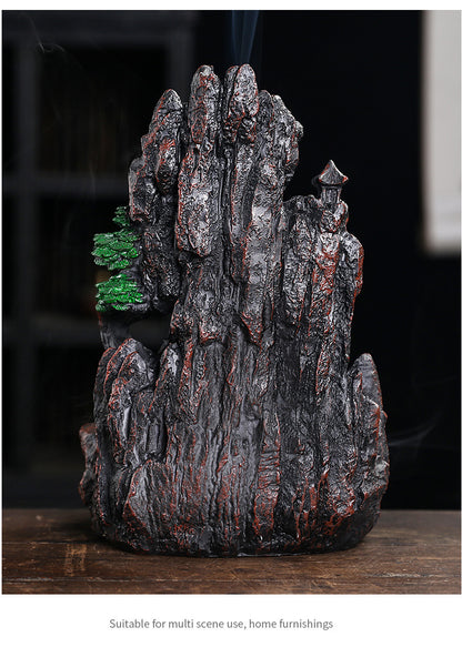 Resin Landscape Mountain Waterfall Backflow Incense Burner Incense Holder Censer Home Ornament