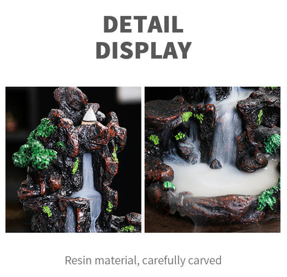 Resin Landscape Mountain Waterfall Backflow Incense Burner Incense Holder Censer Home Ornament