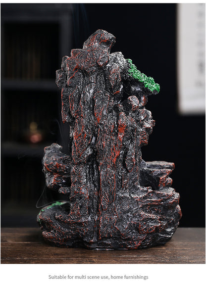Resin Landscape Mountain Waterfall Backflow Incense Burner Incense Holder Censer Home Ornament