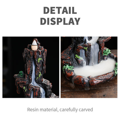 Resin Landscape Mountain Waterfall Backflow Incense Burner Incense Holder Censer Home Ornament