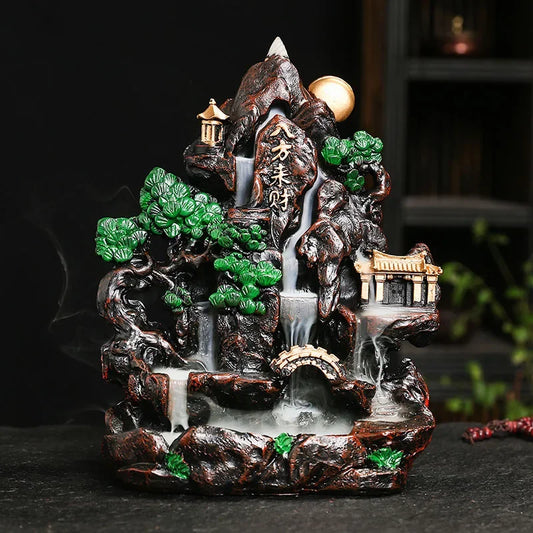 Mountain Falls, Burner, Zen, Resin, Backflow Incense Burner, Brackets, Aromatherapy Crafts, Feng Shui,Office and Home Decoration
