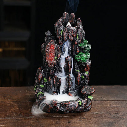 Resin Landscape Mountain Waterfall Backflow Incense Burner Incense Holder Censer Home Ornament