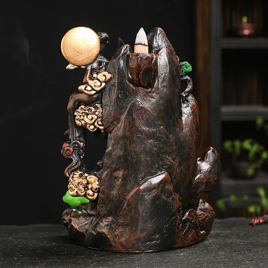 Mountain Falls, Burner, Zen, Resin, Backflow Incense Burner, Brackets, Aromatherapy Crafts, Feng Shui,Office and Home Decoration
