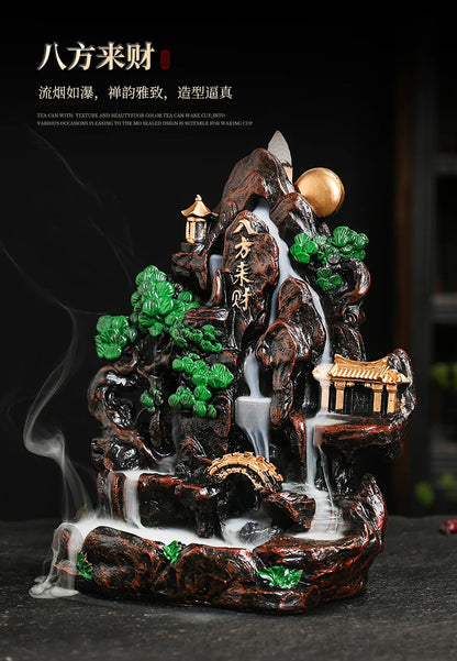 Mountain Falls, Burner, Zen, Resin, Backflow Incense Burner, Brackets, Aromatherapy Crafts, Feng Shui,Office and Home Decoration