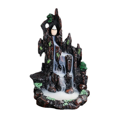 Resin Landscape Mountain Waterfall Backflow Incense Burner Incense Holder Censer Home Ornament