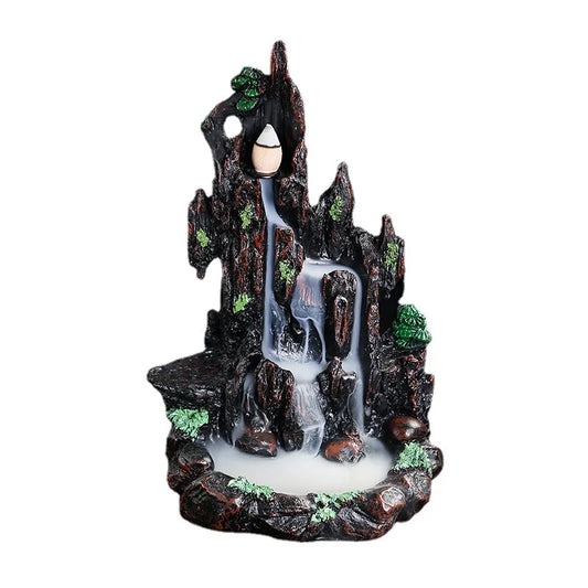 Resin Landscape Mountain Waterfall Backflow Incense Burner Incense Holder Censer Home Ornament
