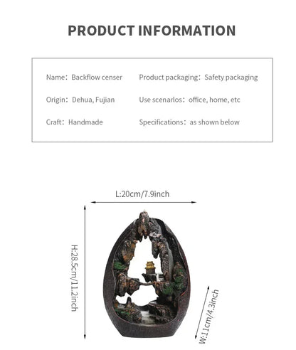 1pc, Zen Buddha Resin Ornament Landscape Waterfall Backflow Incense Burner Home Decor Censer Tea Pet (Without Incense)